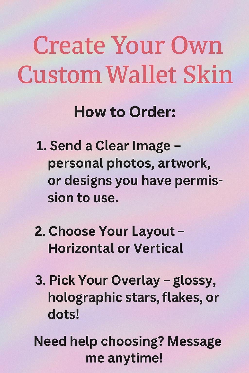 Custom Ridge Wallet Skin: Personalized Vinyl Decal - Holographic or Matte