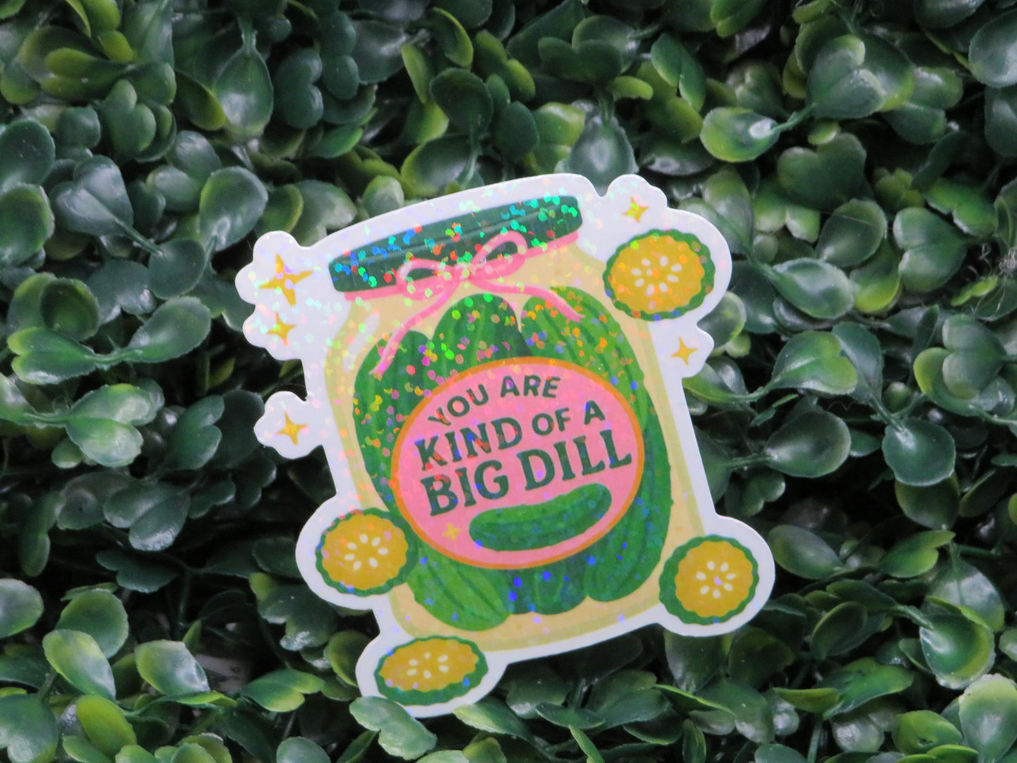 You Are Kind of a Big Dill Sticker – Holographic Pickle Jar Pun Vinyl Decal