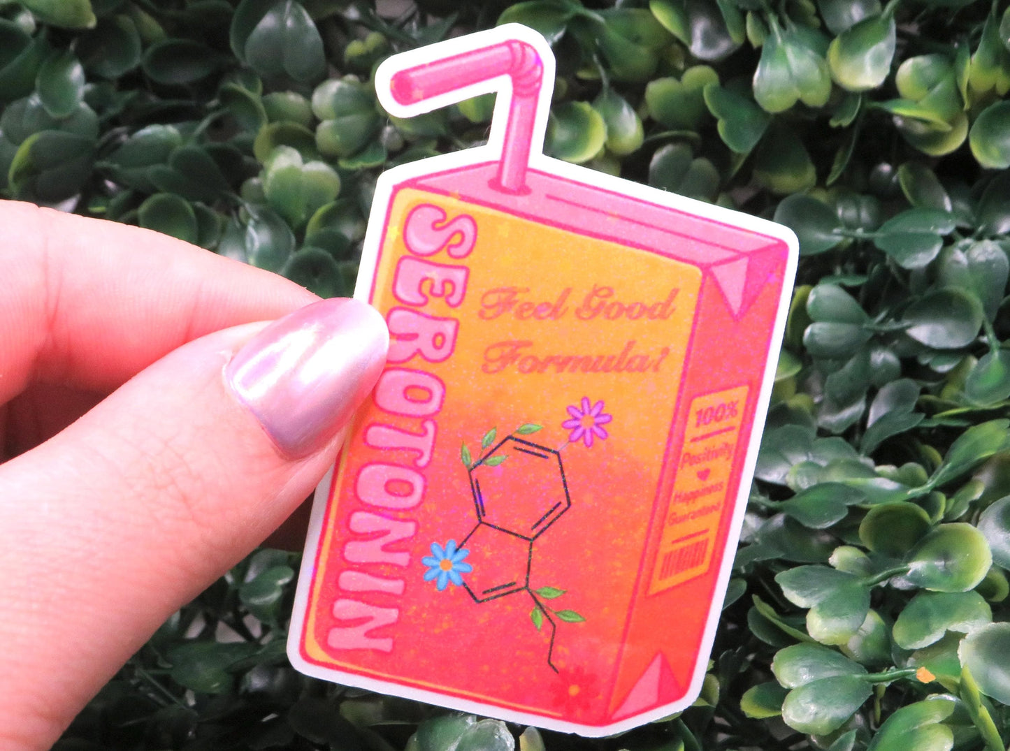 Serotonin Juice Box Sticker: Retro Mental Health Humor, Waterproof Vinyl