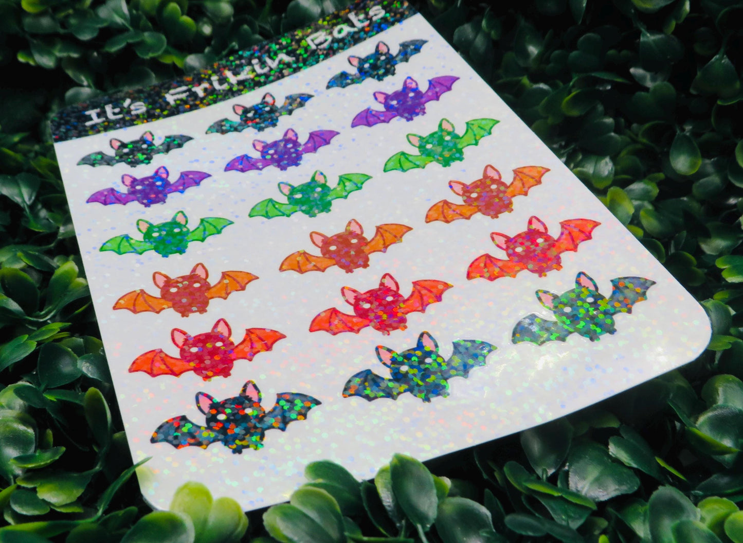Holographic Bat Sticker Sheet: Kawaii Pastel Goth Halloween Vinyl