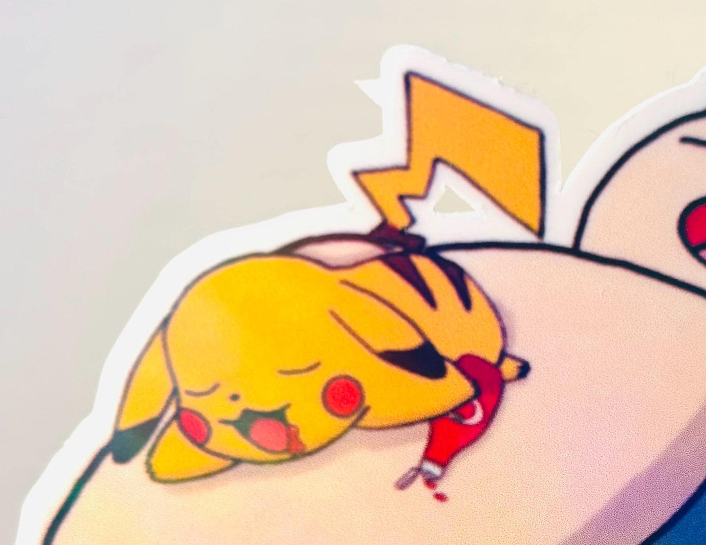 Snorlax & Pikachu Food Coma Sticker: Rainbow Holo Waterproof Vinyl