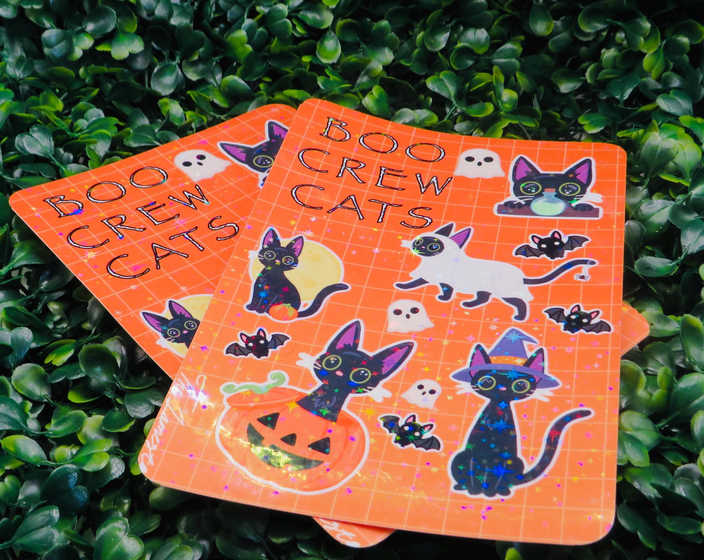 Boo Crew Black Cat Halloween Sticker Sheet – Kawaii Spooky Stickers for Planners, Journals, & Crafts
