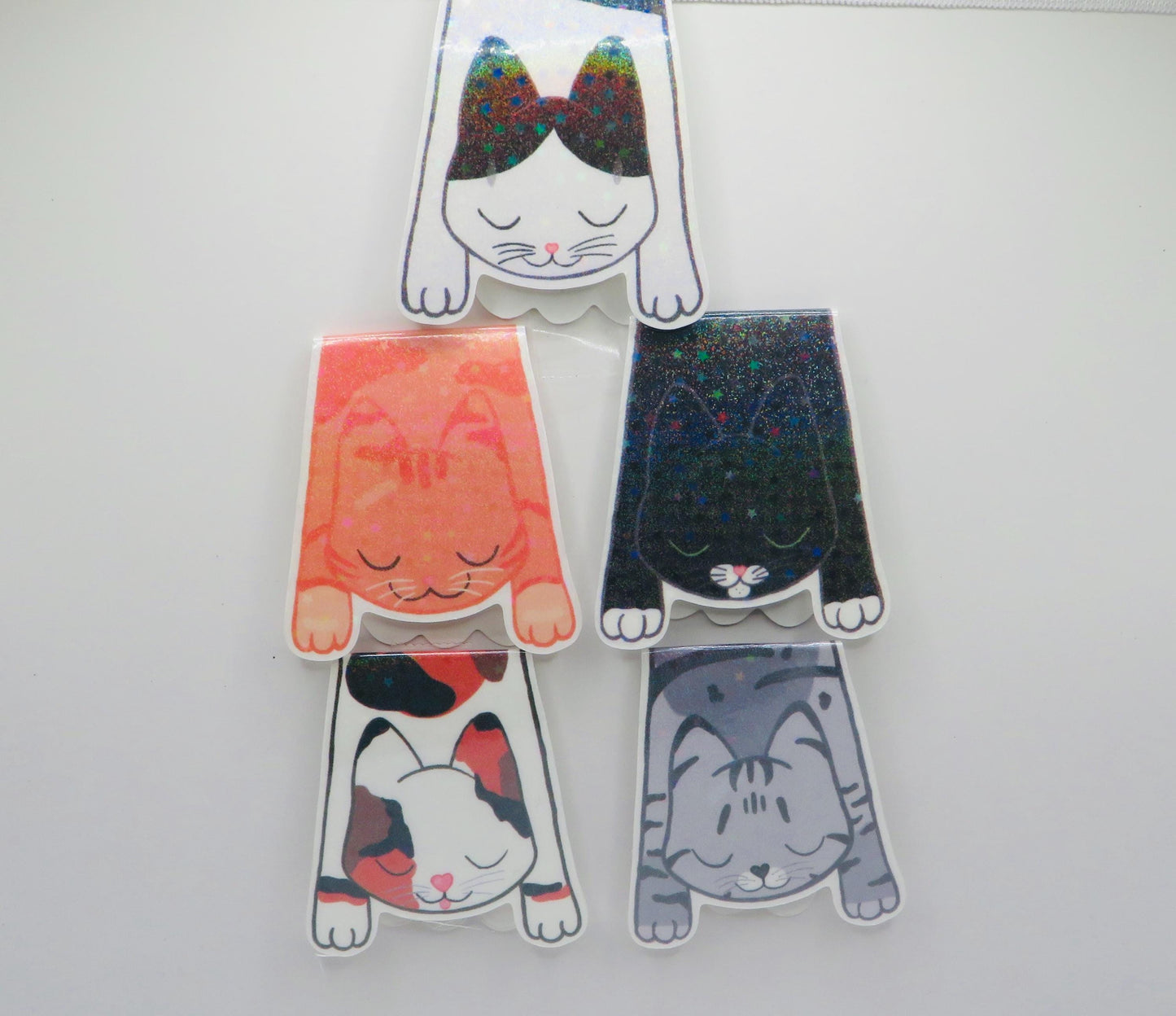 Sleeping Cat Magnetic Bookmark Set Holographic Glitter Bookmarks Kawaii Cat Page Markers for Readers