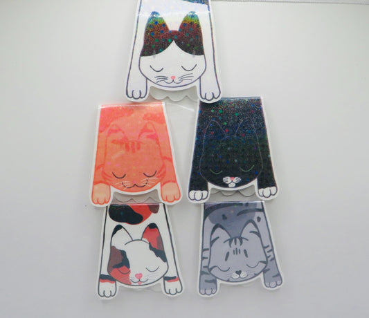 Sleeping Cat Magnetic Bookmark Set Holographic Glitter Bookmarks Kawaii Cat Page Markers for Readers