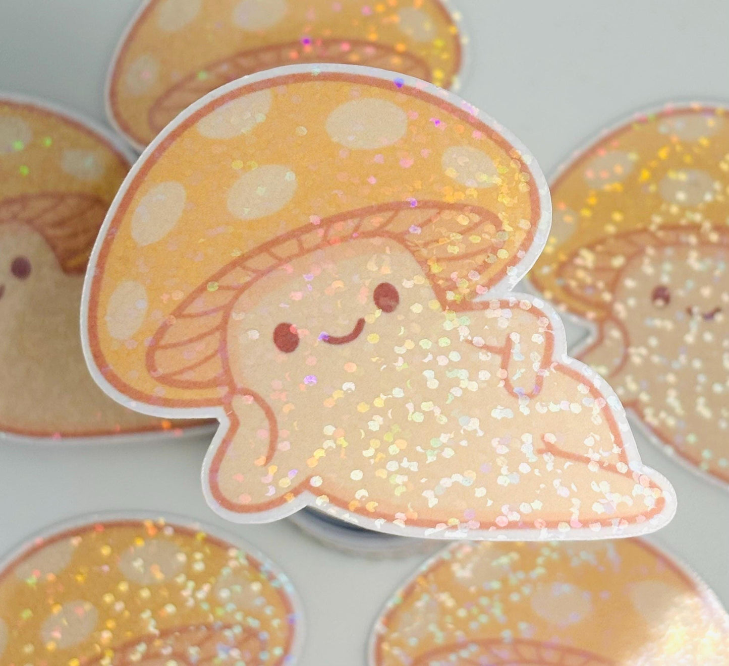 Sassy Shroom Holographic Sticker – Glittery Mushroom Buddy
