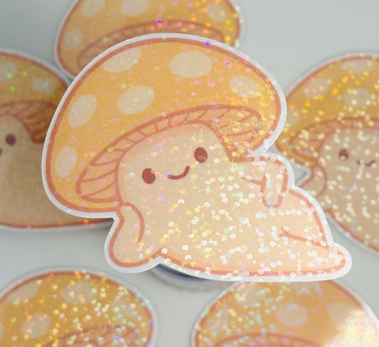 Sassy Shroom Holographic Sticker – Glittery Mushroom Buddy