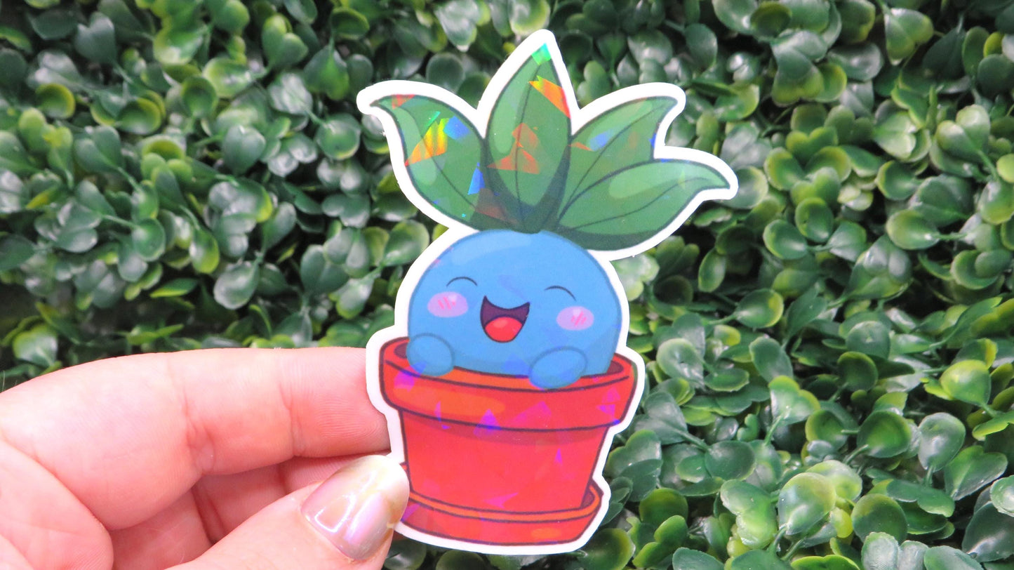 Holo Plant Buddy Sticker – Potted Oddish-Inspired Cutie