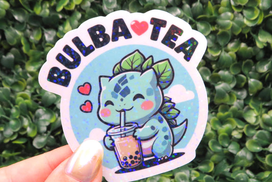 Bulba Tea Sticker: Adorable Bulbasaur Boba Vinyl Decal