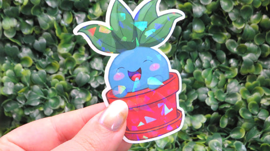 Holo Plant Buddy Sticker – Potted Oddish-Inspired Cutie