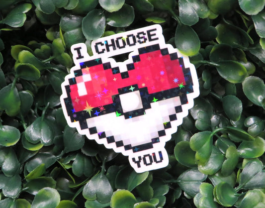 Heart-Shaped Pokeball Sticker: 'I Choose You' Vinyl Geek Decor