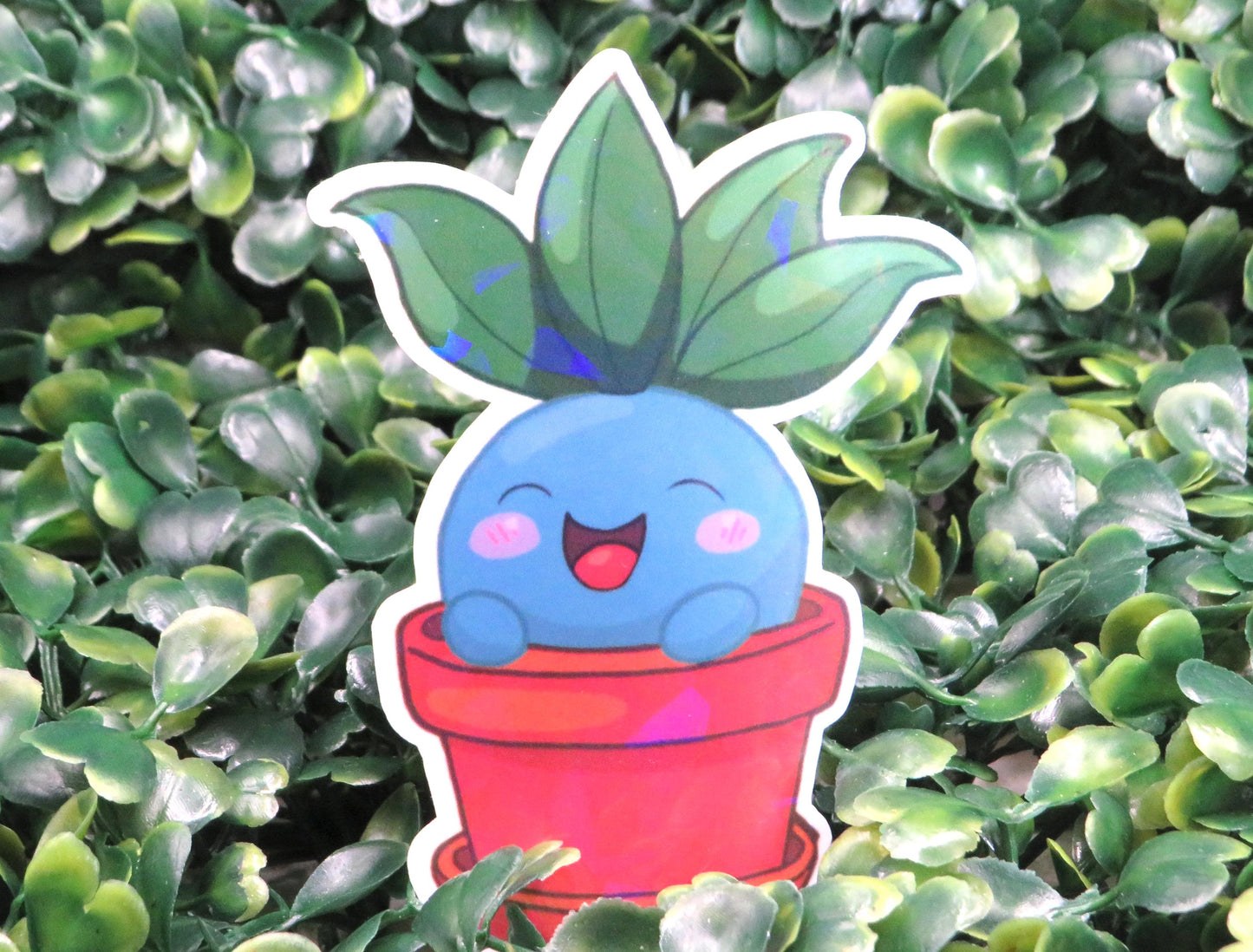 Holo Plant Buddy Sticker – Potted Oddish-Inspired Cutie