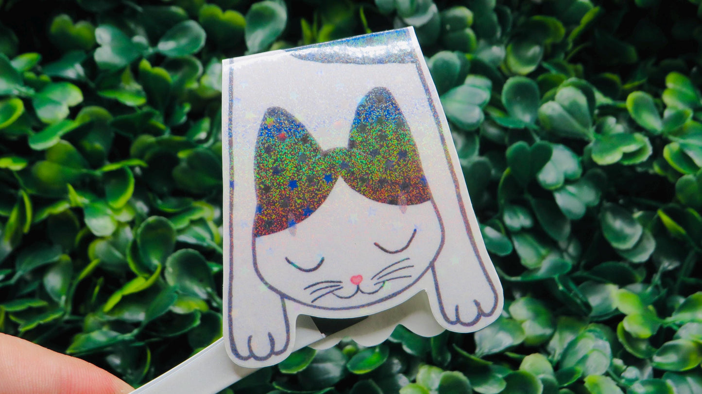 Sleeping Cat Magnetic Bookmark Set Holographic Glitter Bookmarks Kawaii Cat Page Markers for Readers