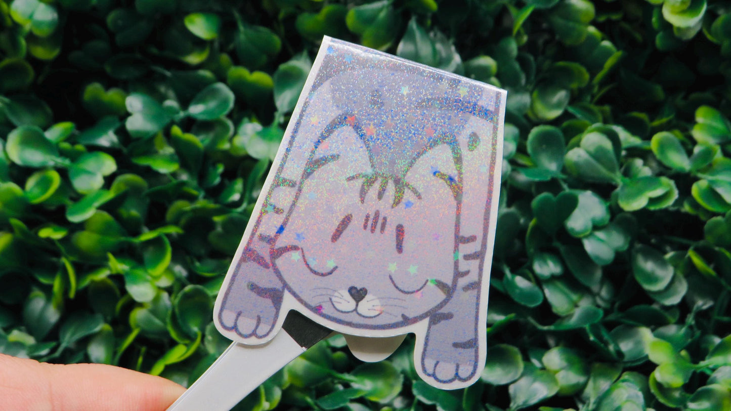 Sleeping Cat Magnetic Bookmark Set Holographic Glitter Bookmarks Kawaii Cat Page Markers for Readers