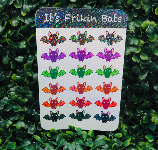 Holographic Bat Sticker Sheet: Kawaii Pastel Goth Halloween Vinyl