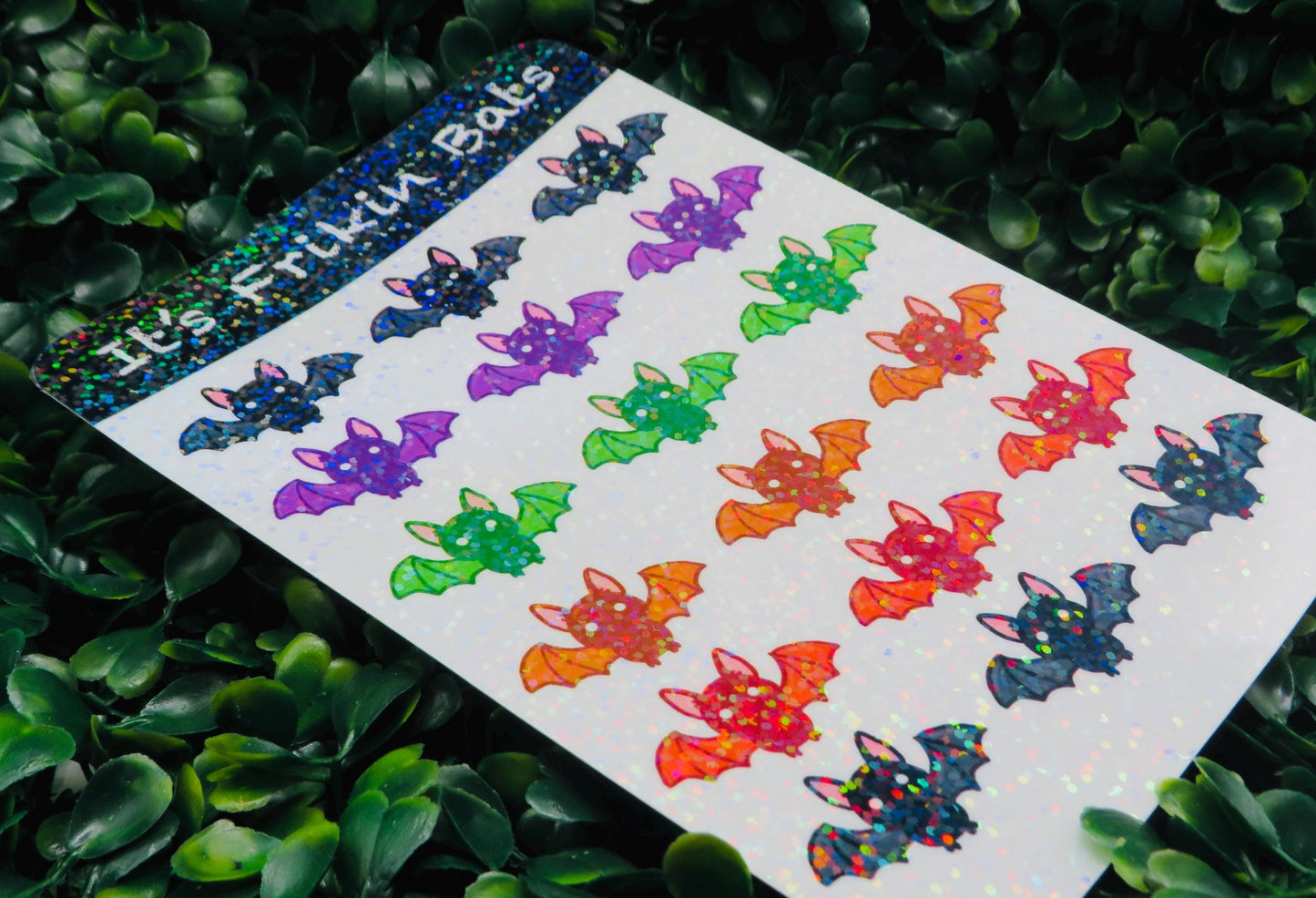 Holographic Bat Sticker Sheet: Kawaii Pastel Goth Halloween Vinyl