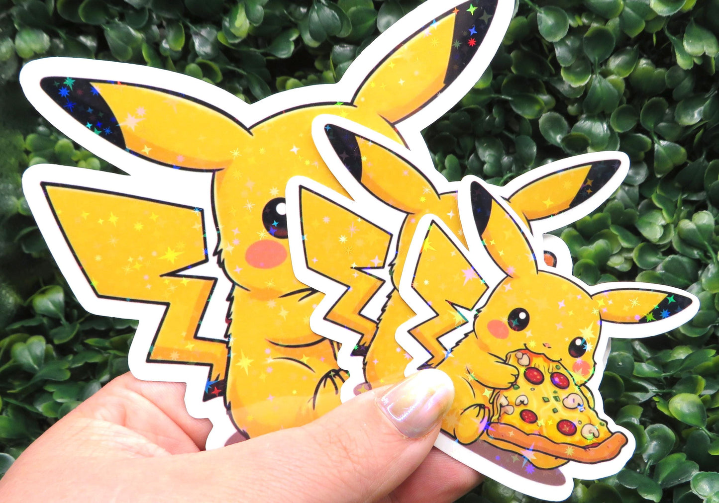 Pika-Pizza Sticker - Adorable Pikachu Eating Pizza Vinyl Decal for Pokémon Fans