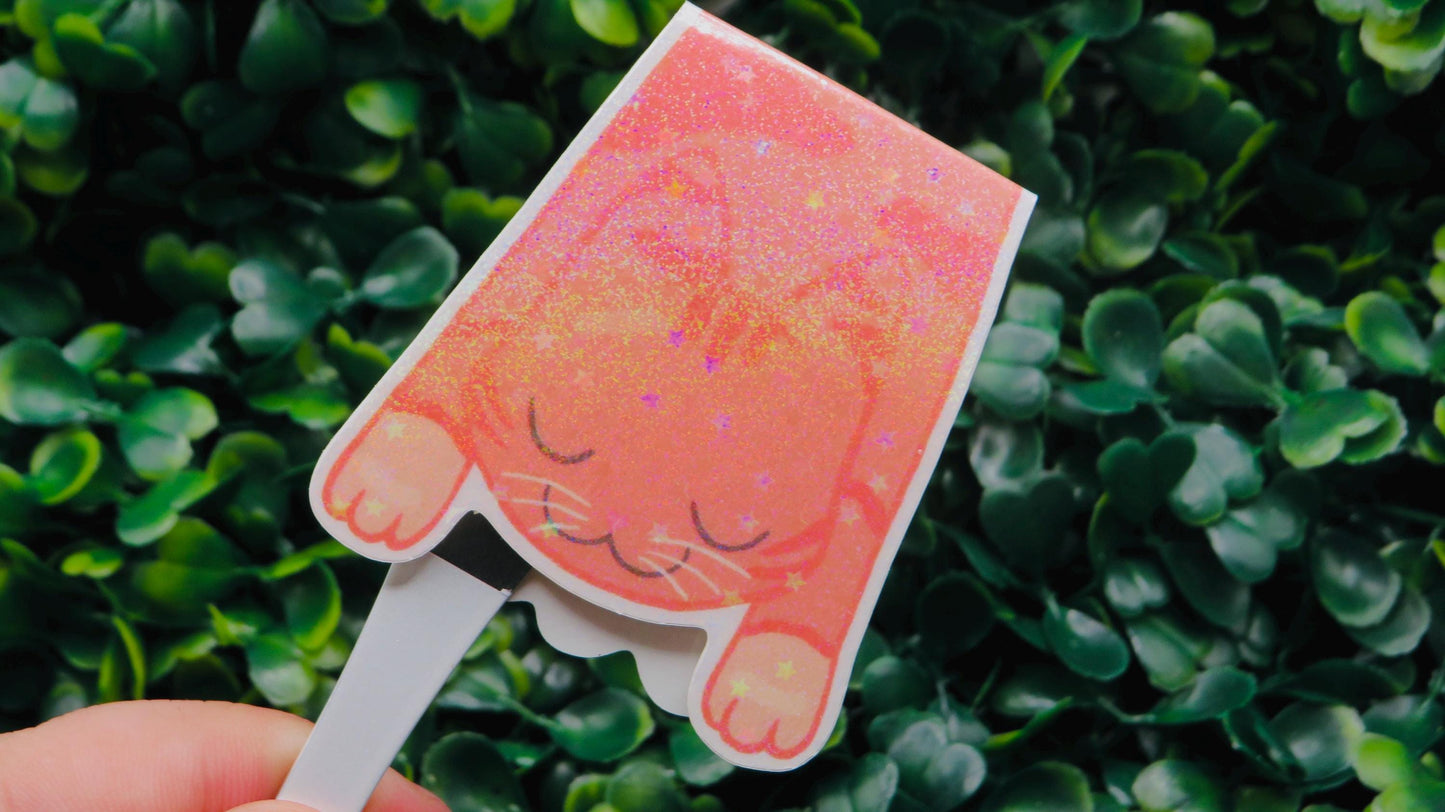 Sleeping Cat Magnetic Bookmark Set Holographic Glitter Bookmarks Kawaii Cat Page Markers for Readers