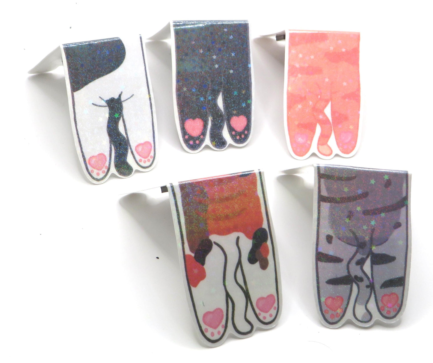 Sleeping Cat Magnetic Bookmark Set Holographic Glitter Bookmarks Kawaii Cat Page Markers for Readers
