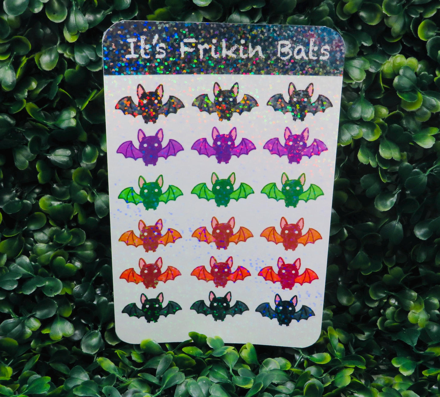 Holographic Bat Sticker Sheet: Kawaii Pastel Goth Halloween Vinyl