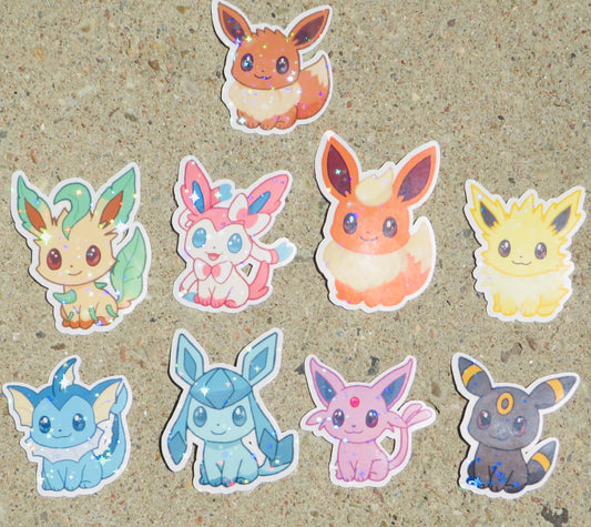Sparkly Eeveelution Holographic Stickers