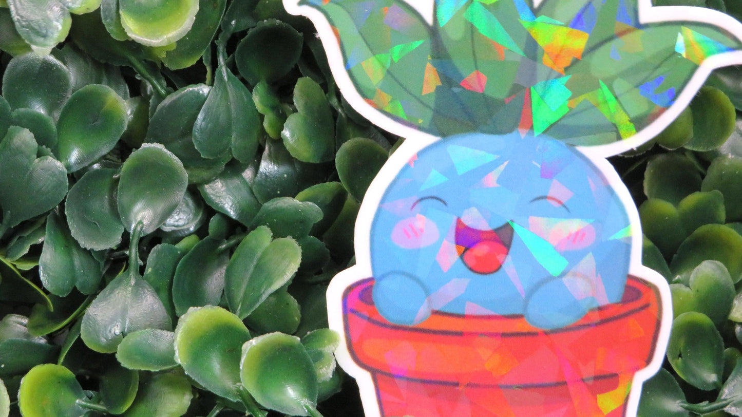 Holo Plant Buddy Sticker – Potted Oddish-Inspired Cutie