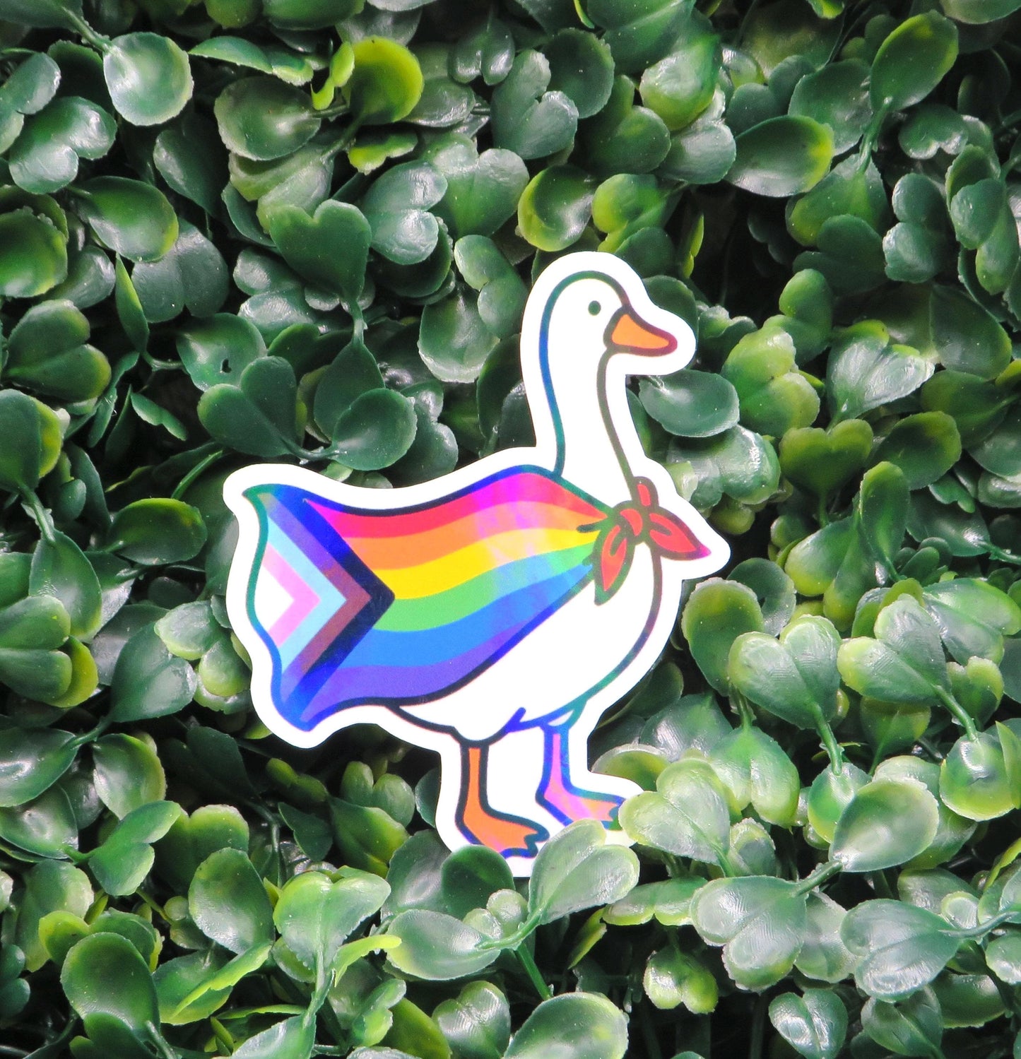 Pride Duck Sticker: Progress Flag Cape, Funny LGBTQ+ Vinyl Decal